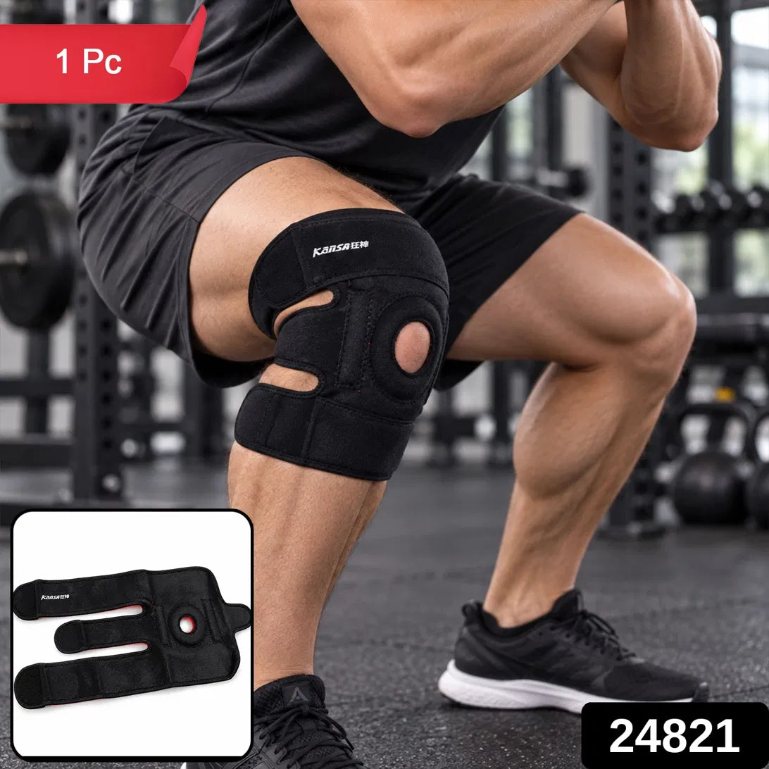 Adjustable Open Patella Knee Support with Three Straps for Daily Comfort (1 Pc)