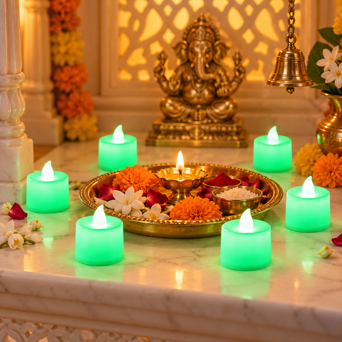 Green flameless LED tealights - product view 08