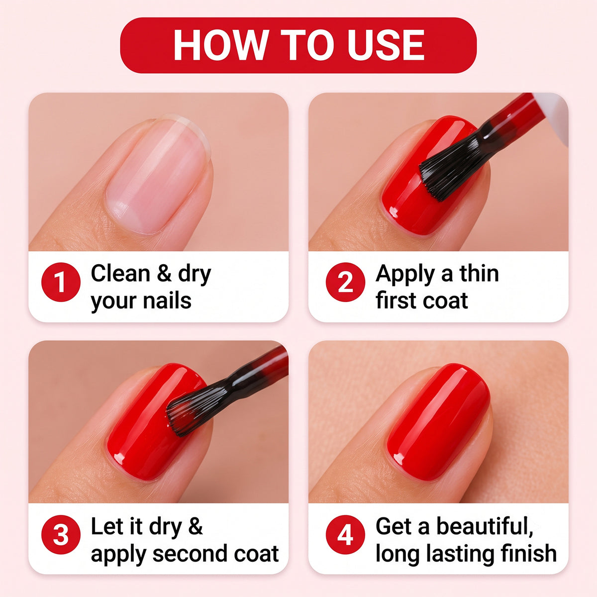 Red glossy nail polish, 10 ML, product view 4