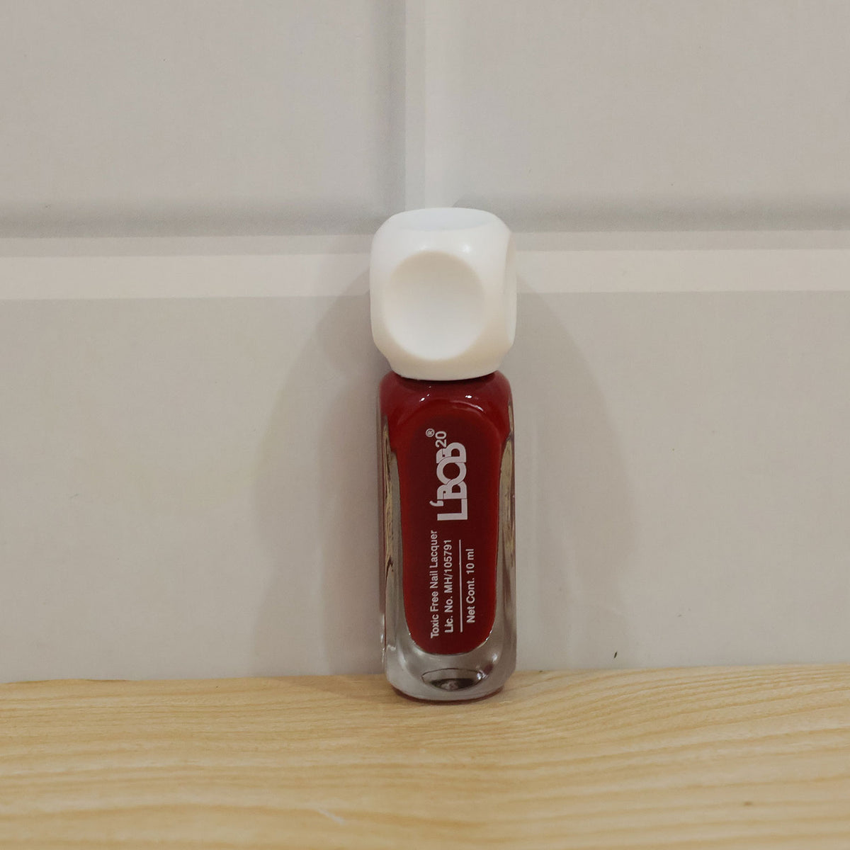 Dark Red glossy nail polish, 10 ML, actual product photo