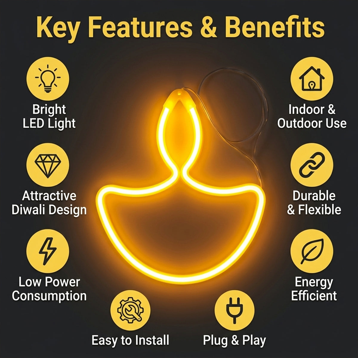 Decorative diya shaped LED hanging light with two pin plug 07