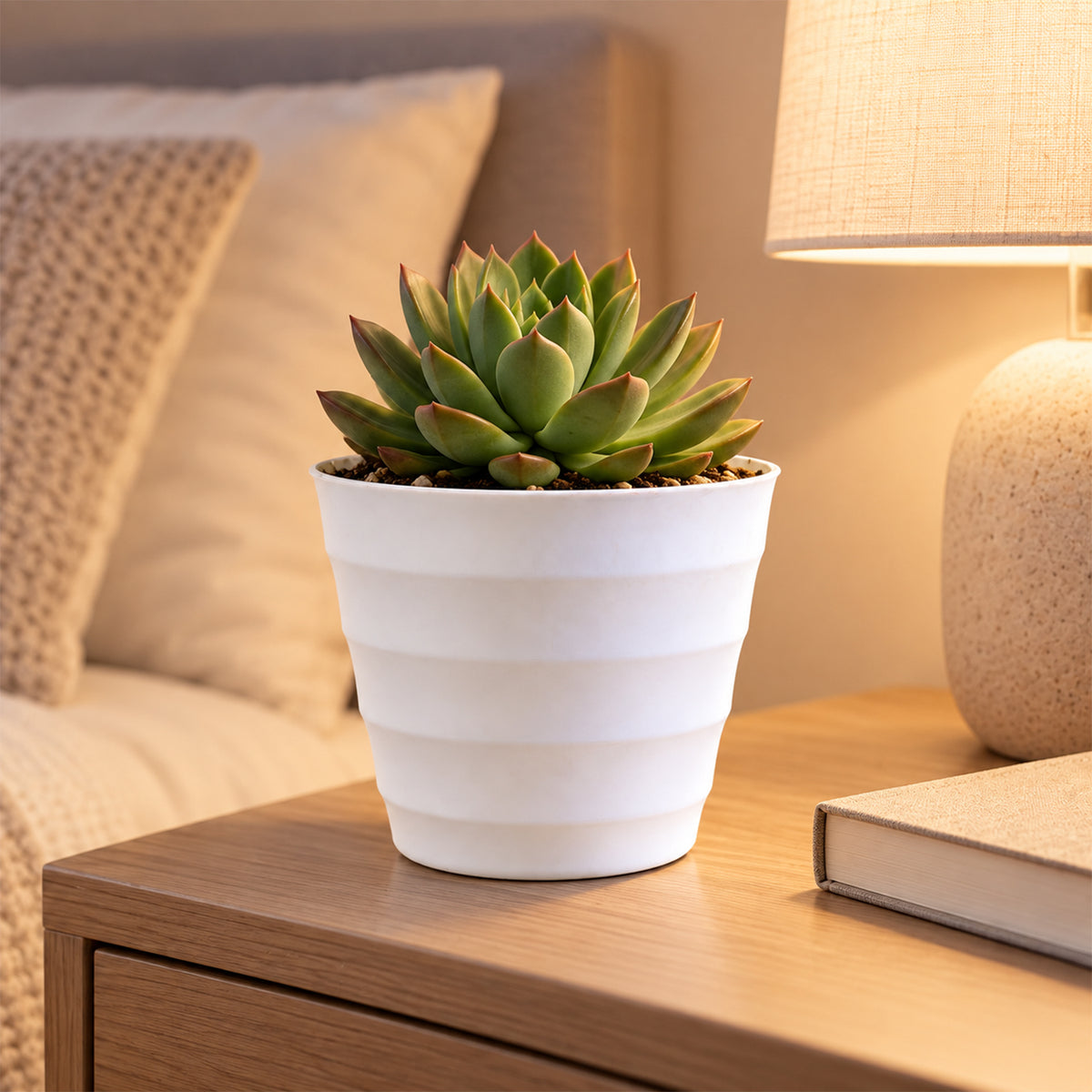 Decorative ribbed plastic flower pot - view 8