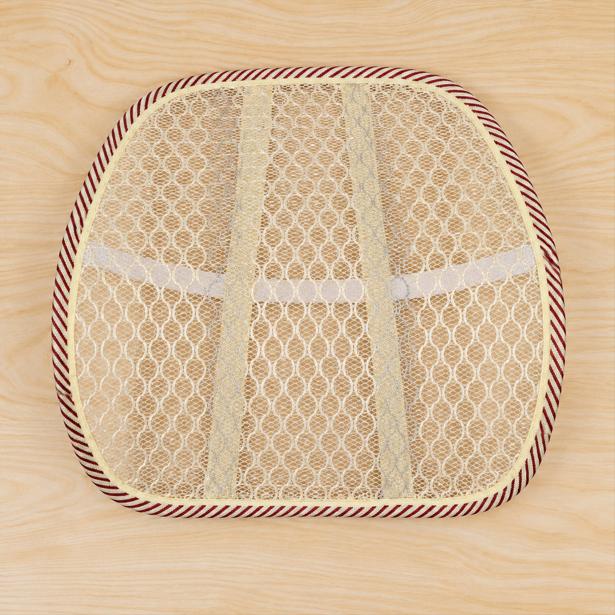 Car seat mesh back support ready for installation, highlighting its universal fit