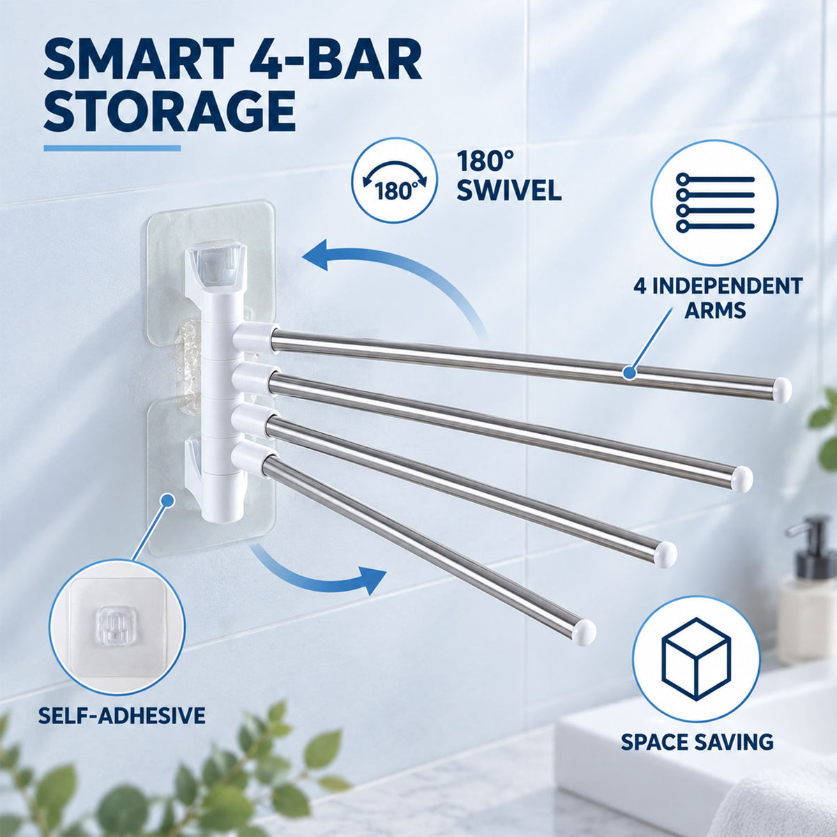 Four bar swivel wall mounted towel rack 05