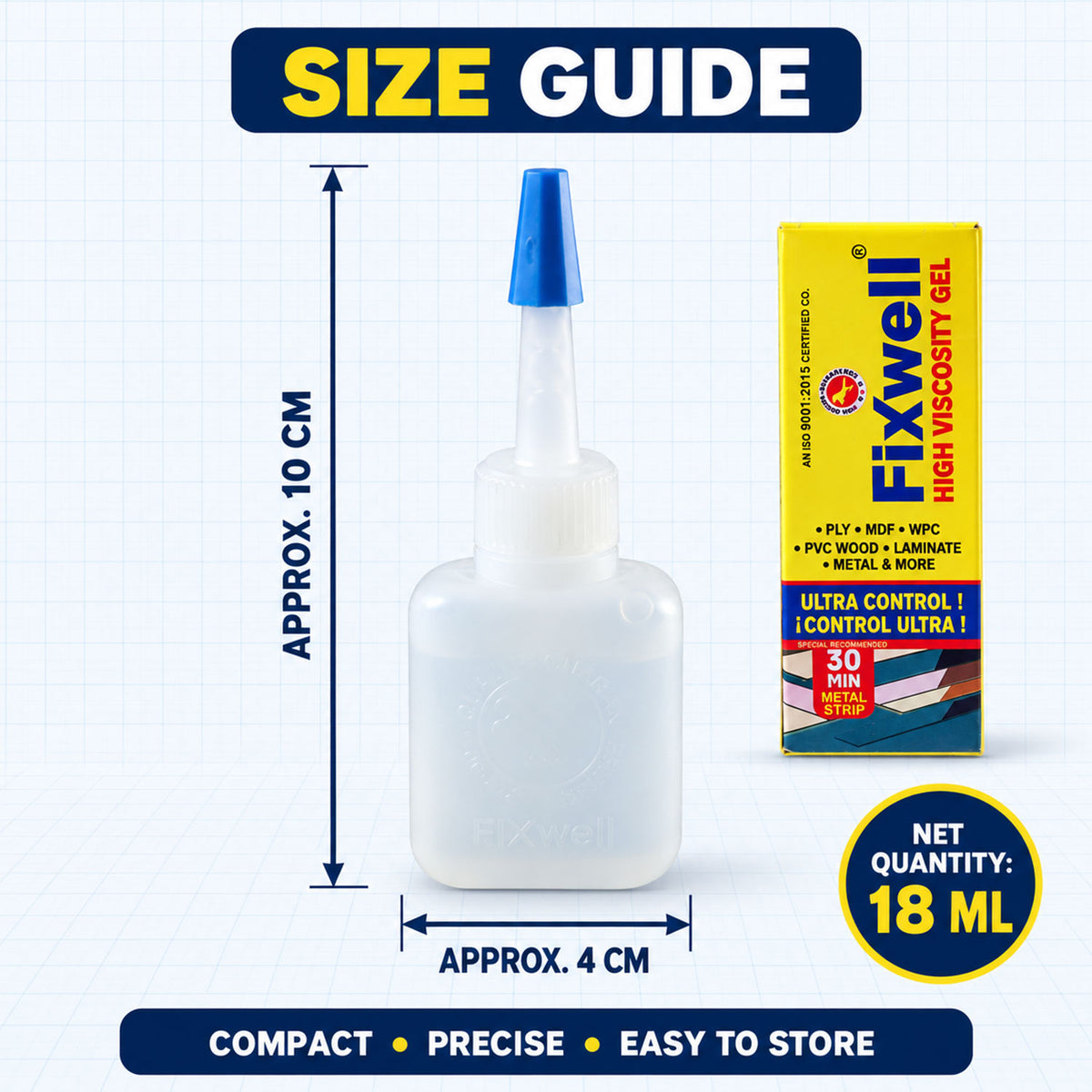 High viscosity instant adhesive gel approximate 10 Cm height and 4 Cm width