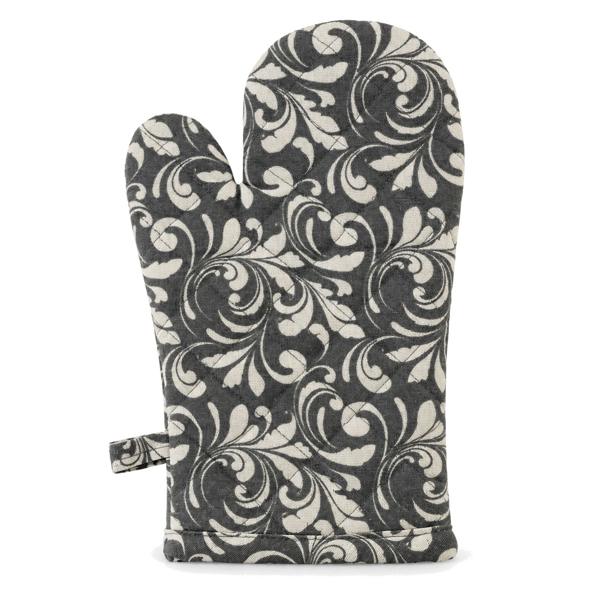 Floral quilted oven hand glove - white background