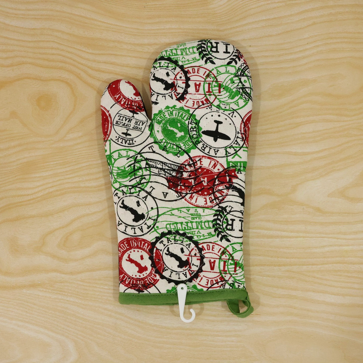 Travel stamp print quilted oven hand glove - actual product