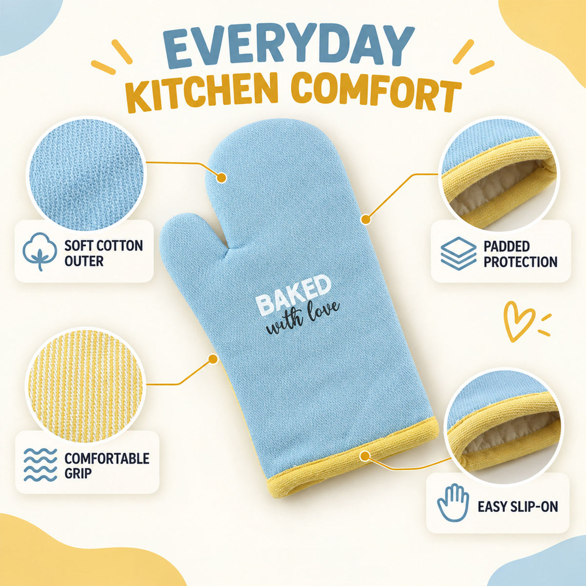 Padded oven hand glove - glove features