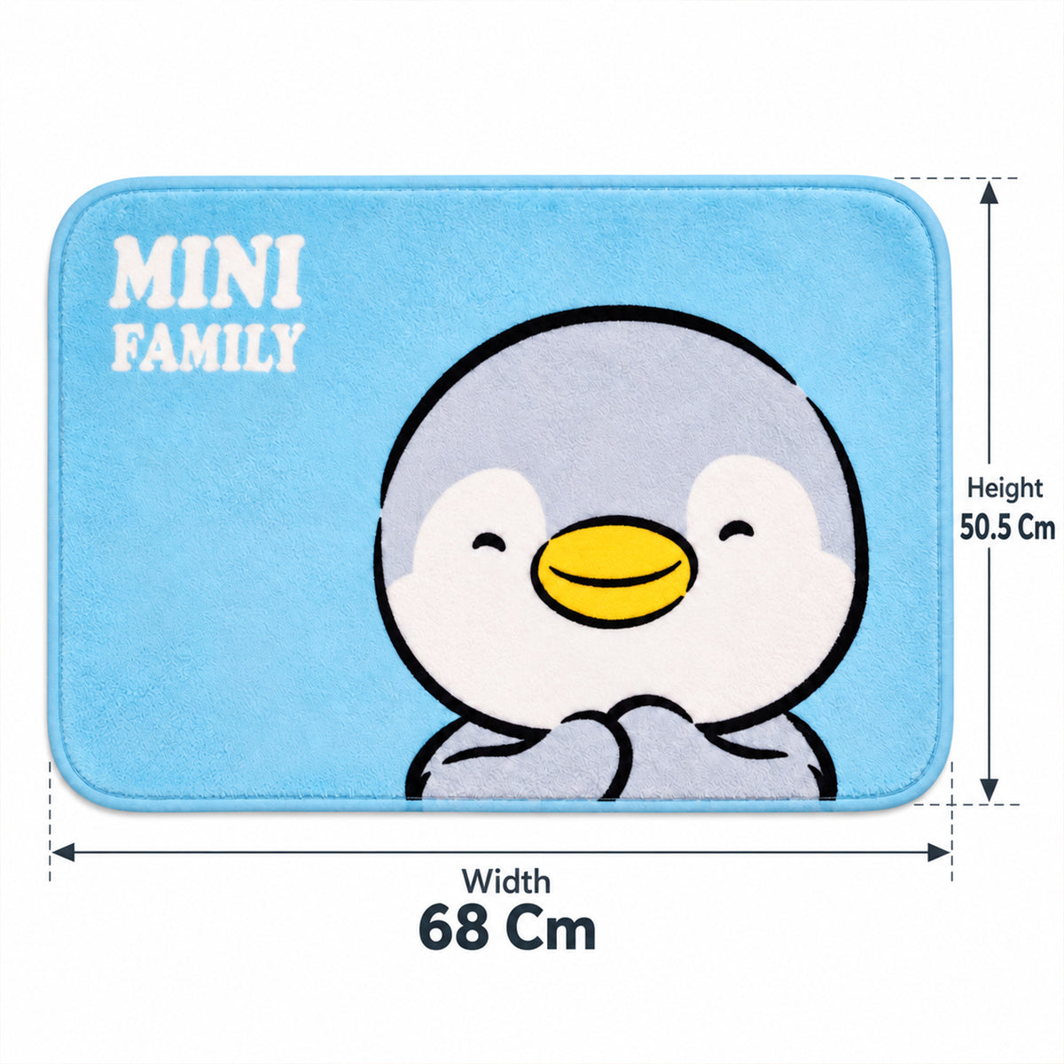 Penguin design bathroom floor mat - dimensions