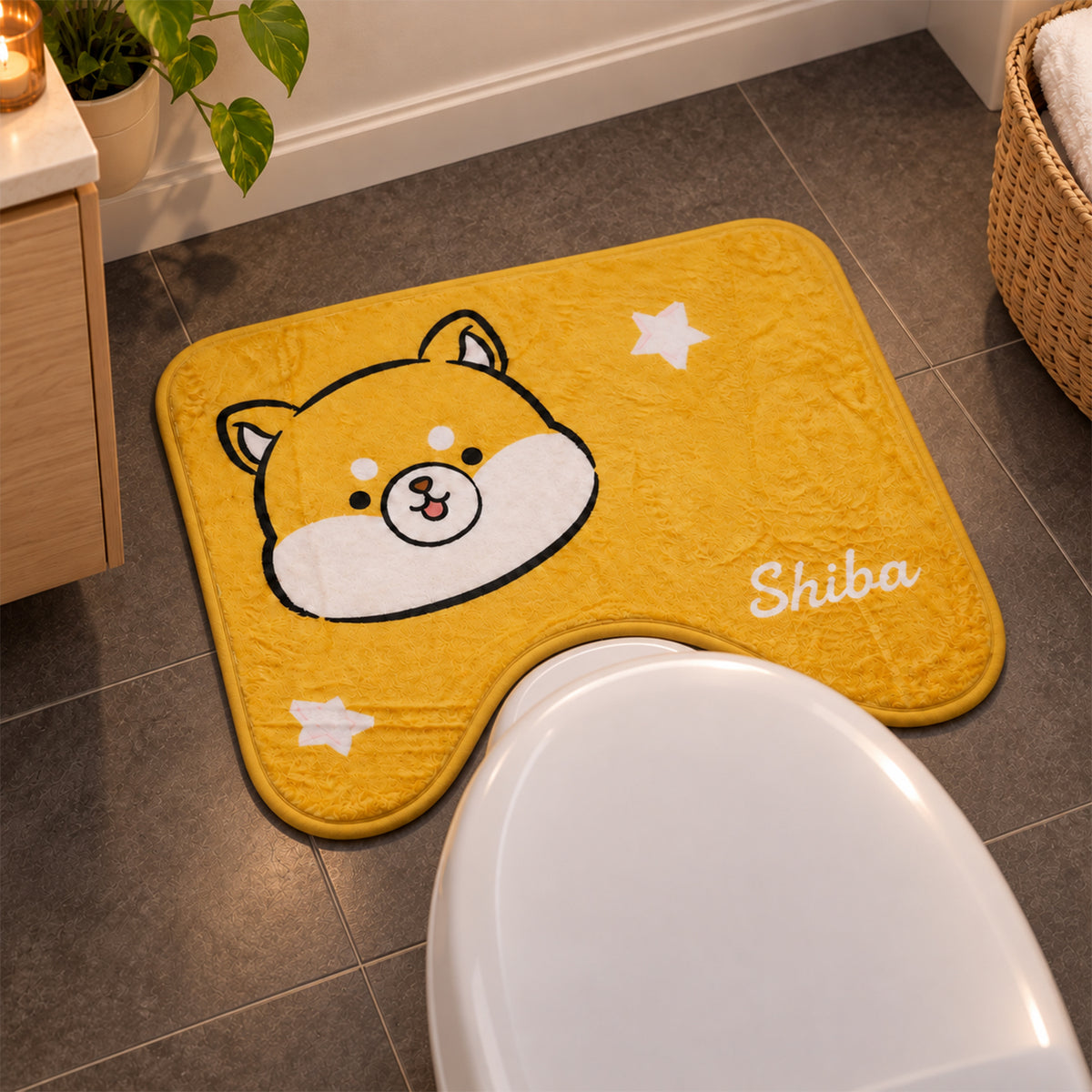 Cartoon dog U-shaped bathroom toilet mat 01