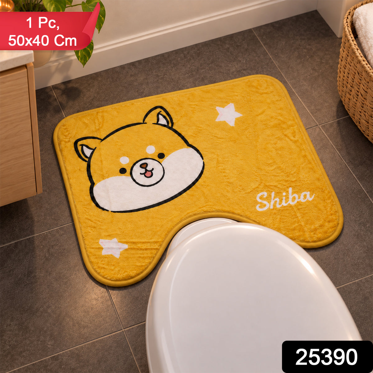 Cartoon dog U-shaped bathroom toilet mat 1 Pc 50x40 Cm label