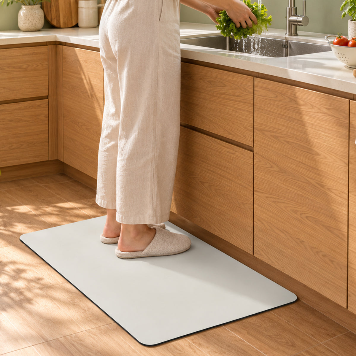 Decorative rectangular floor mat with rounded corners 01
