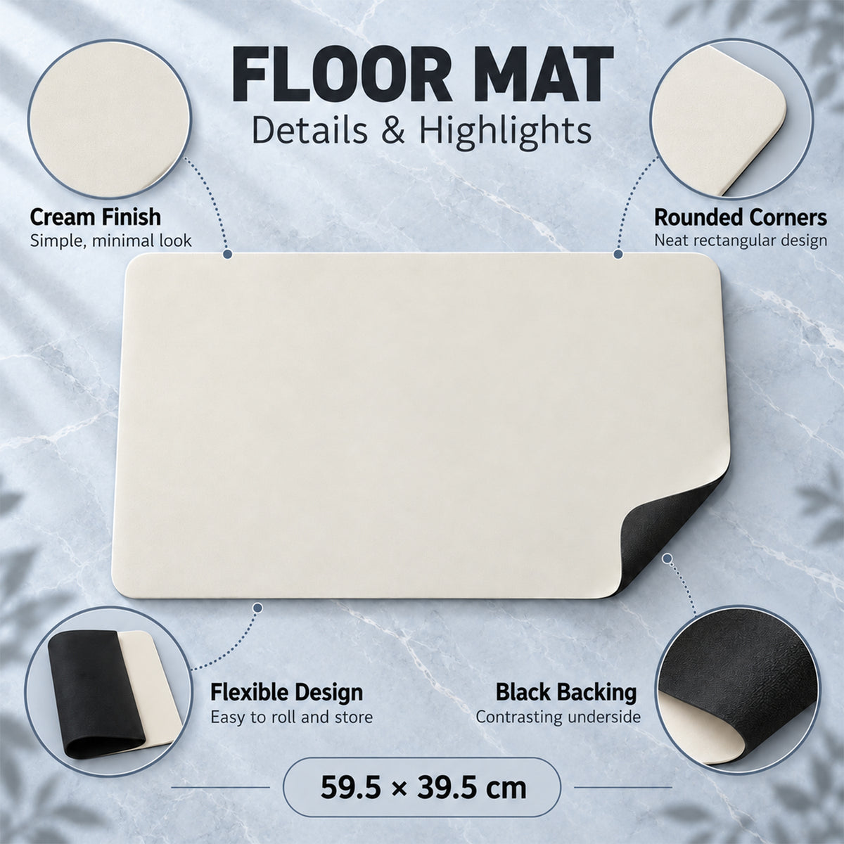 Decorative rectangular floor mat with rounded corners 06