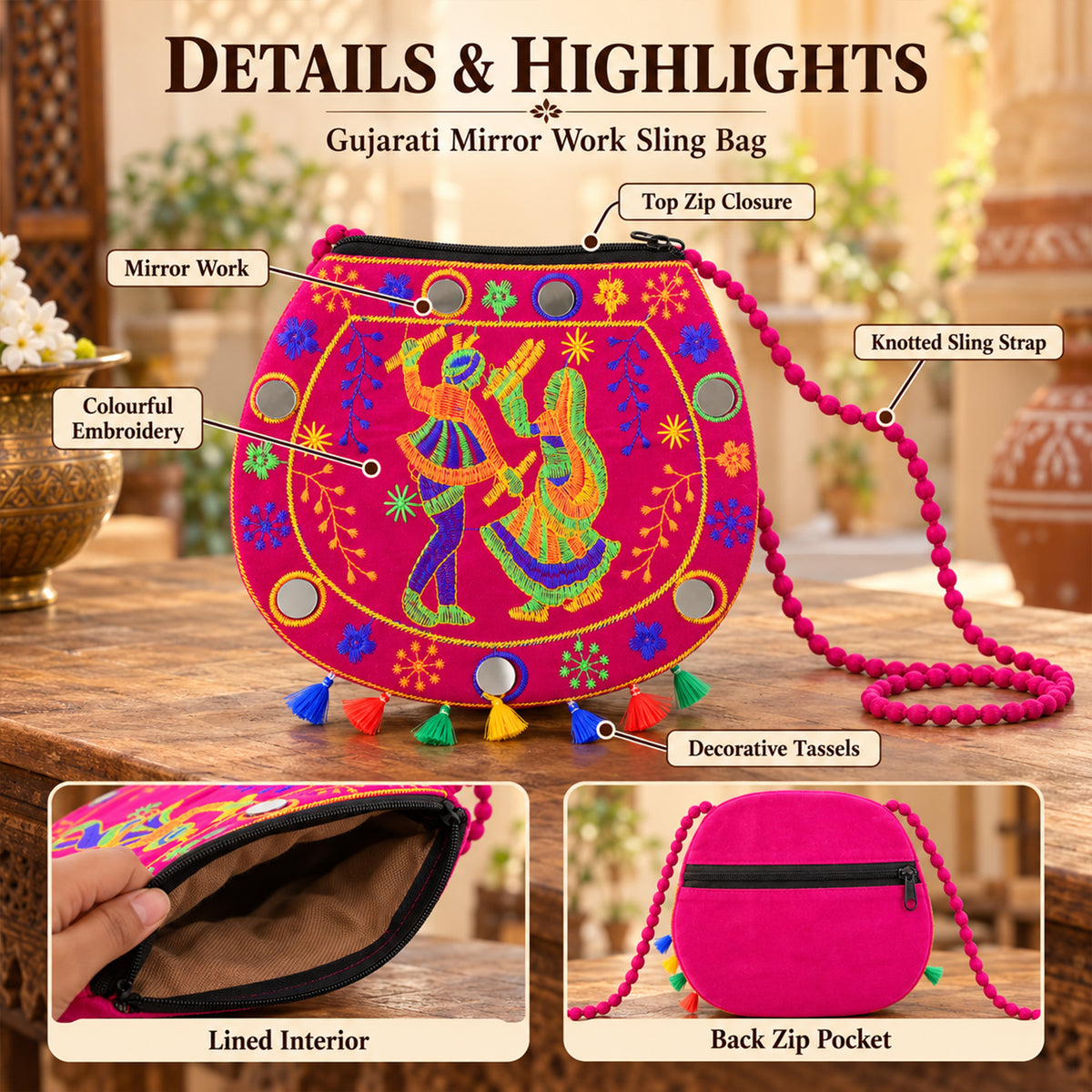 Ethnic sling potli purse women