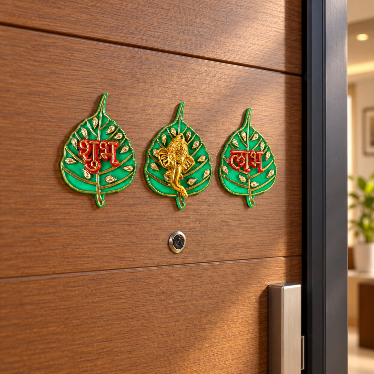 Traditional Shubh Labh Ganesh design detail