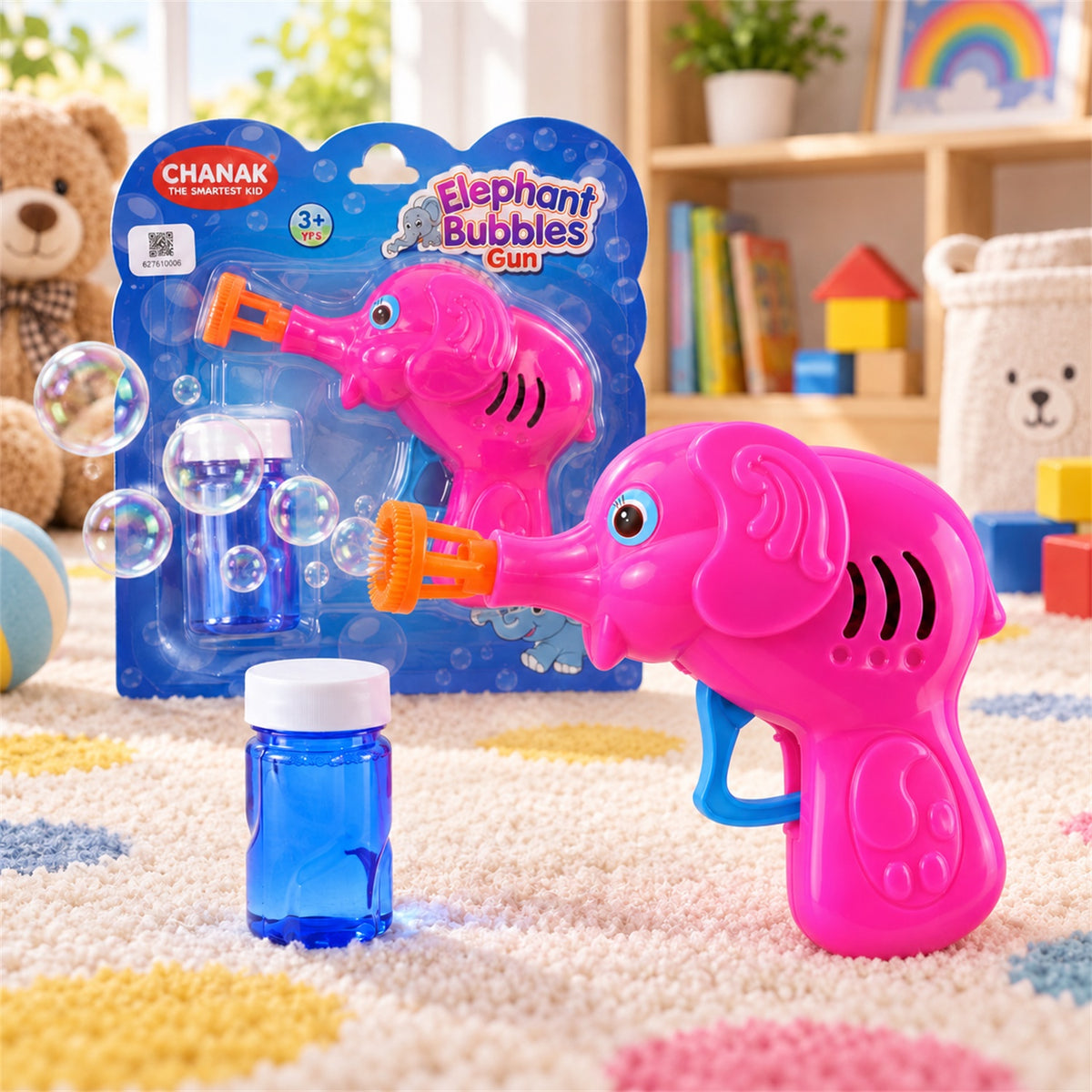 Elephant bubble gun toy with solution 01