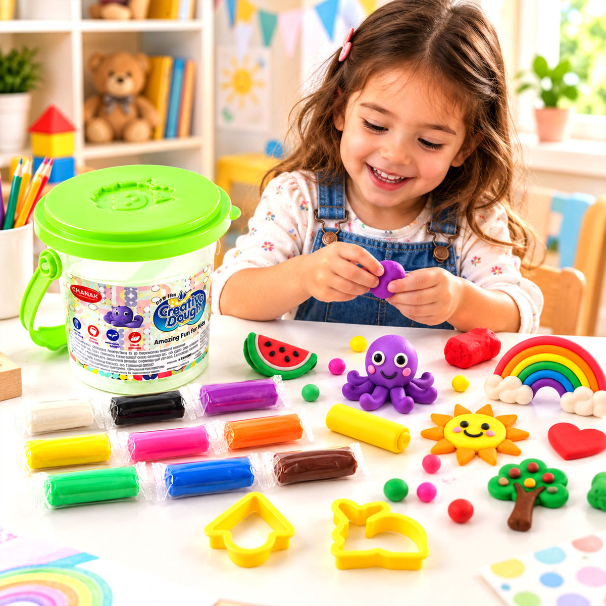 Creative modelling dough bucket with cutters 01