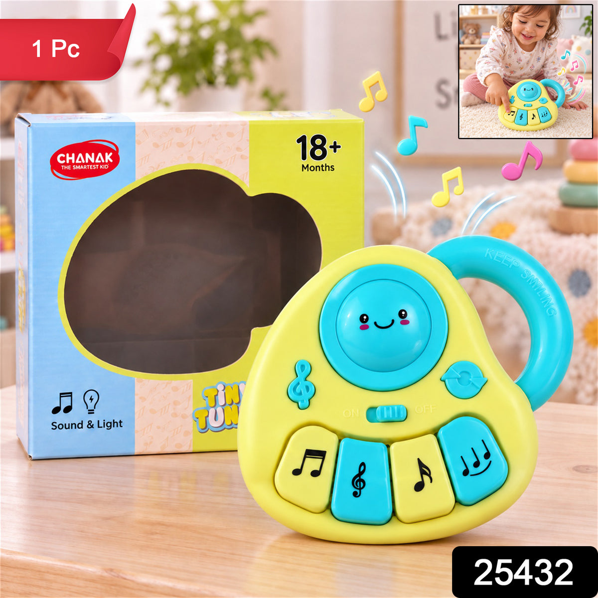 Musical toy with sound light and carry handle 1 Pc label