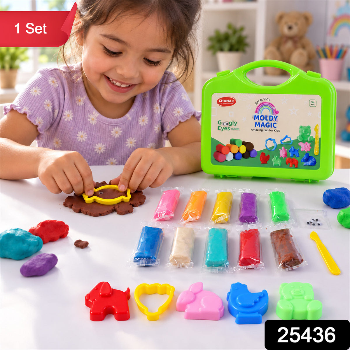 Modelling clay set with moulds and carry case 1 Set label