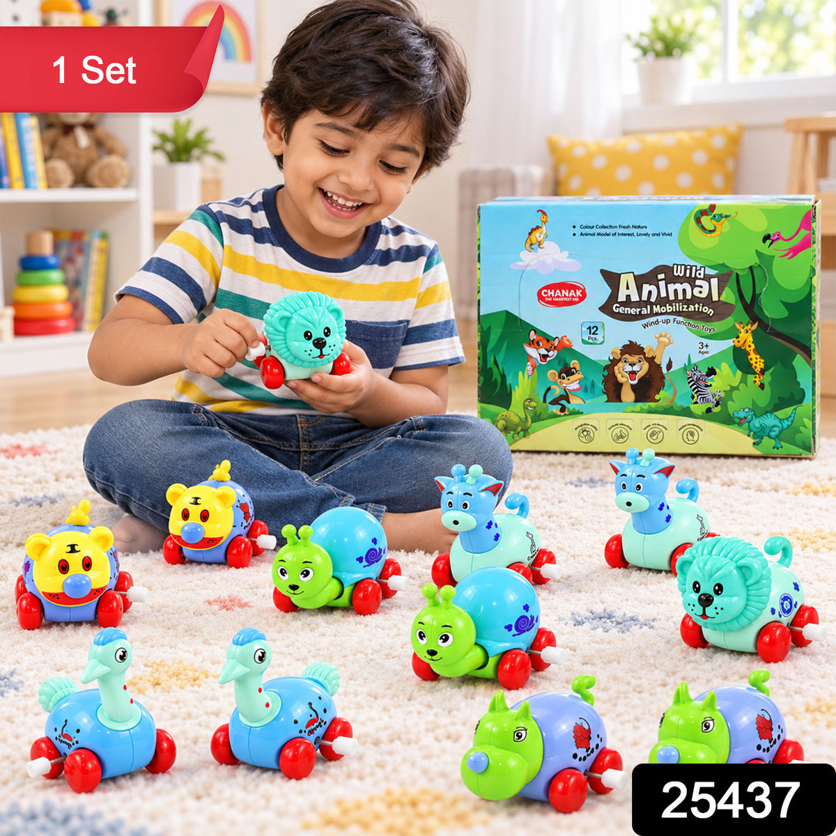 Wind up animal toy set 1 Set label