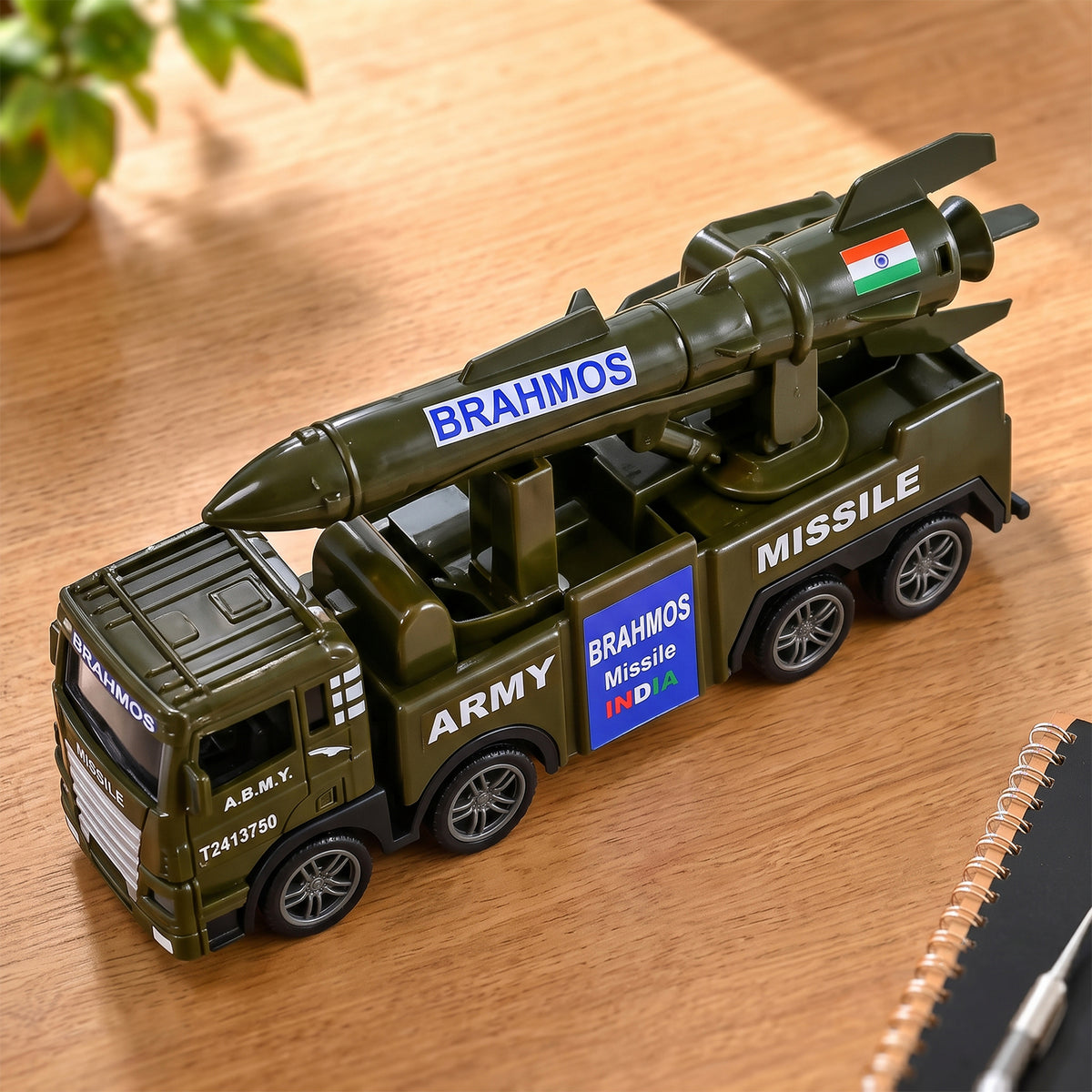 Pullback army truck toy with missile model 05