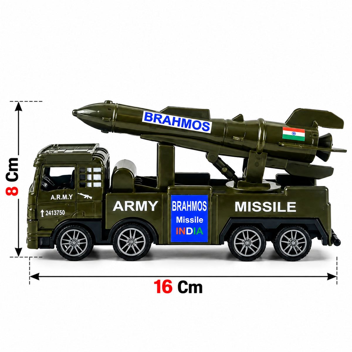 Pullback army truck toy with missile model 16 Cm length and 8 Cm height