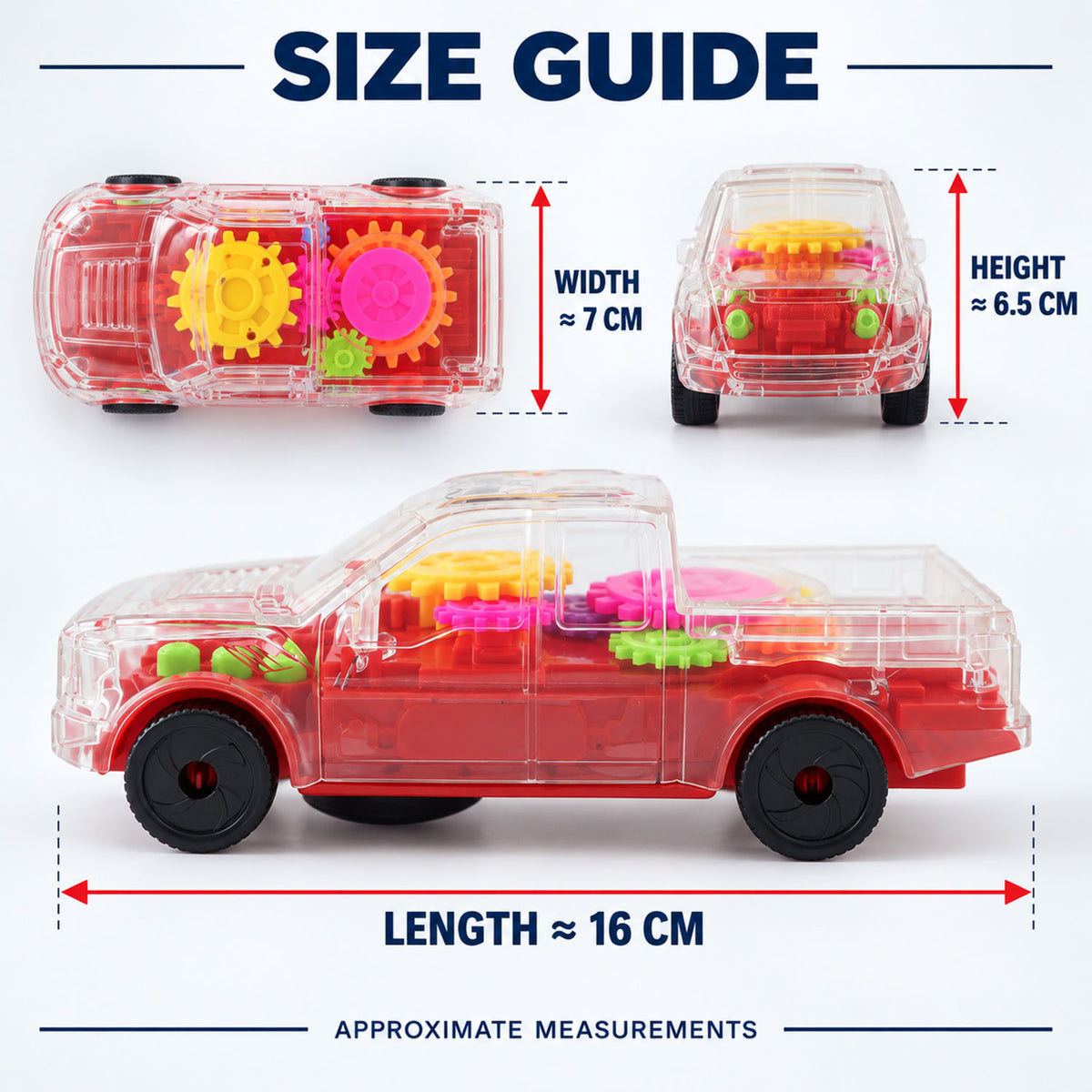 Transparent gear pickup toy car with lights and sound 07