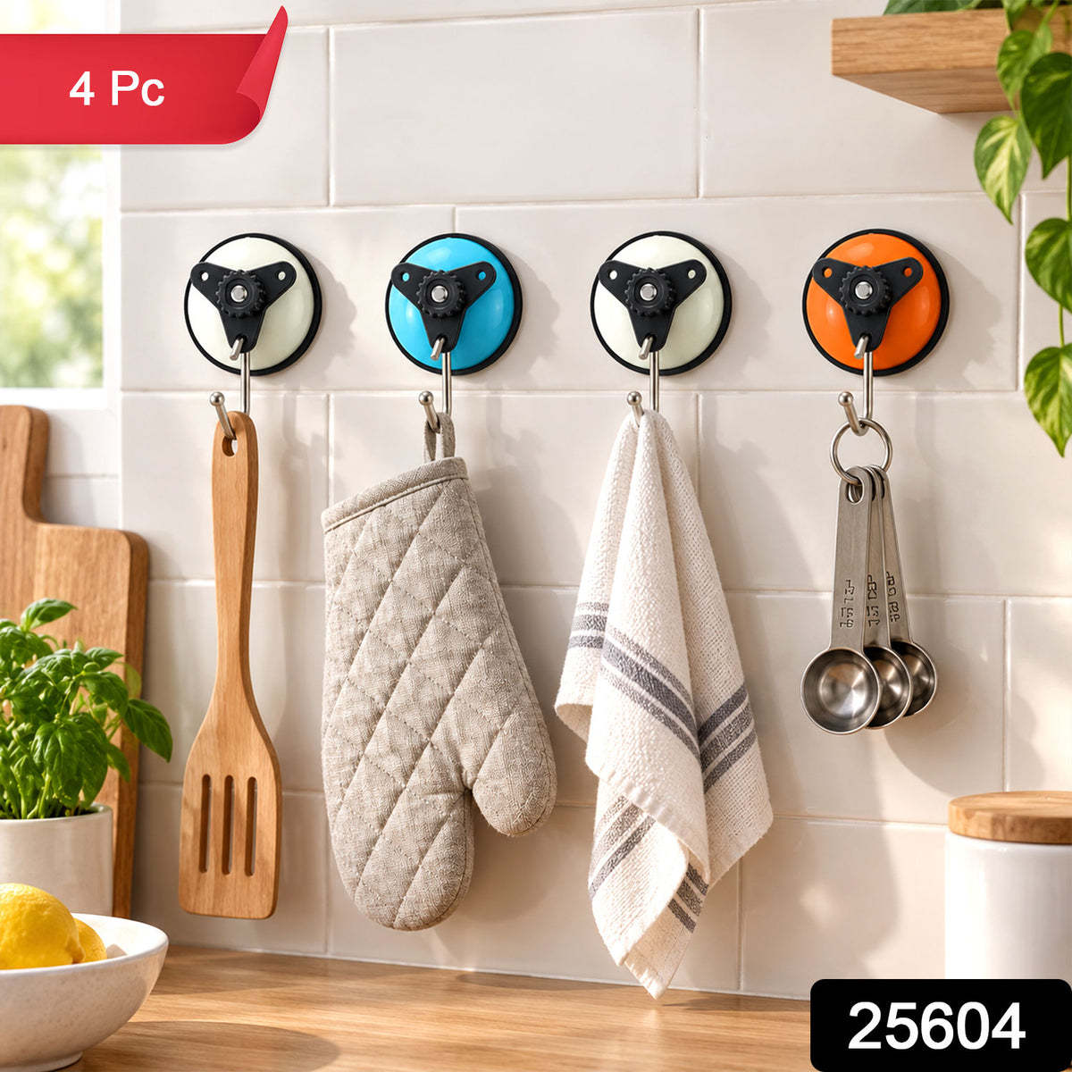 Suction cup snap wall hooks - SKU and 4 Pc set