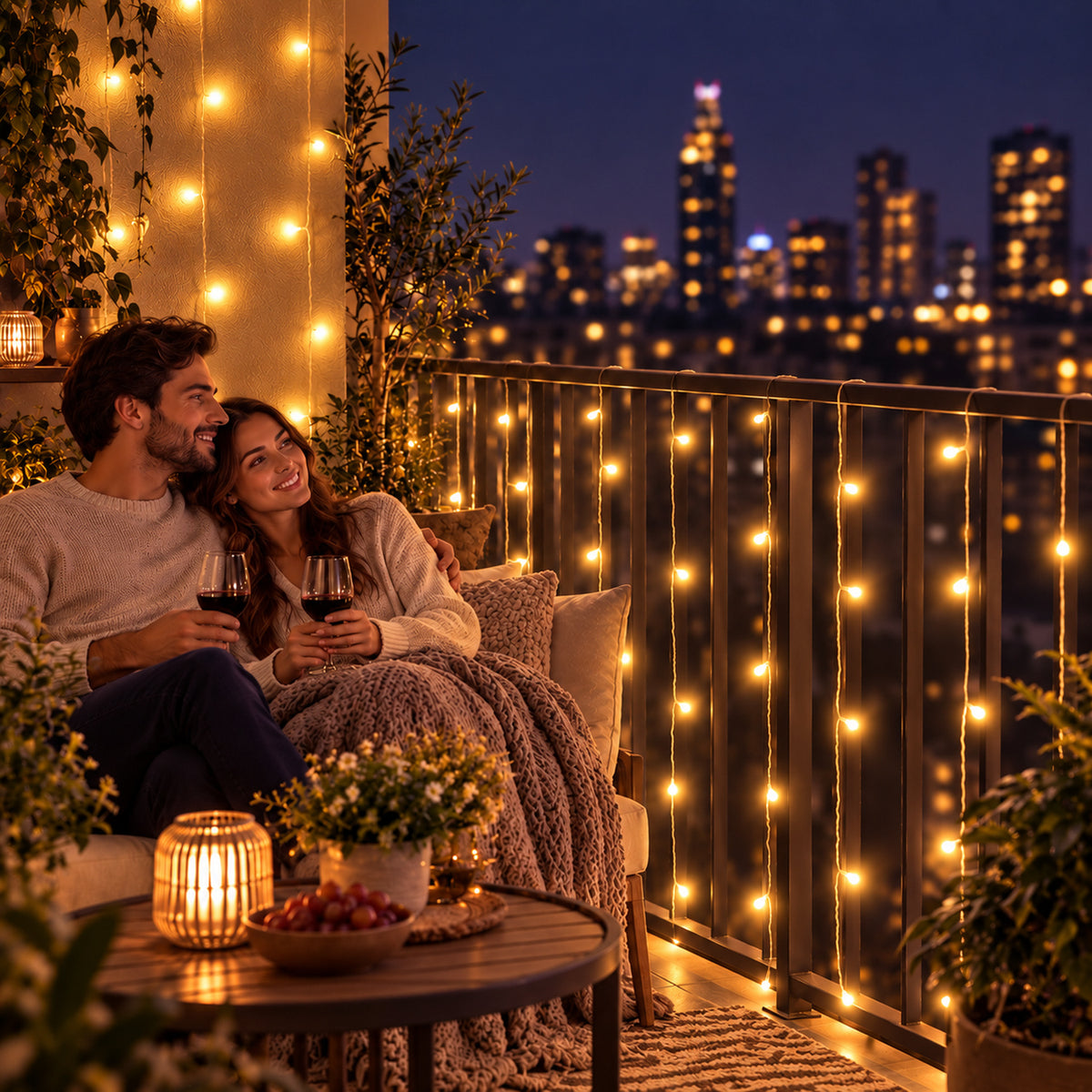 Yellow string lights feature view