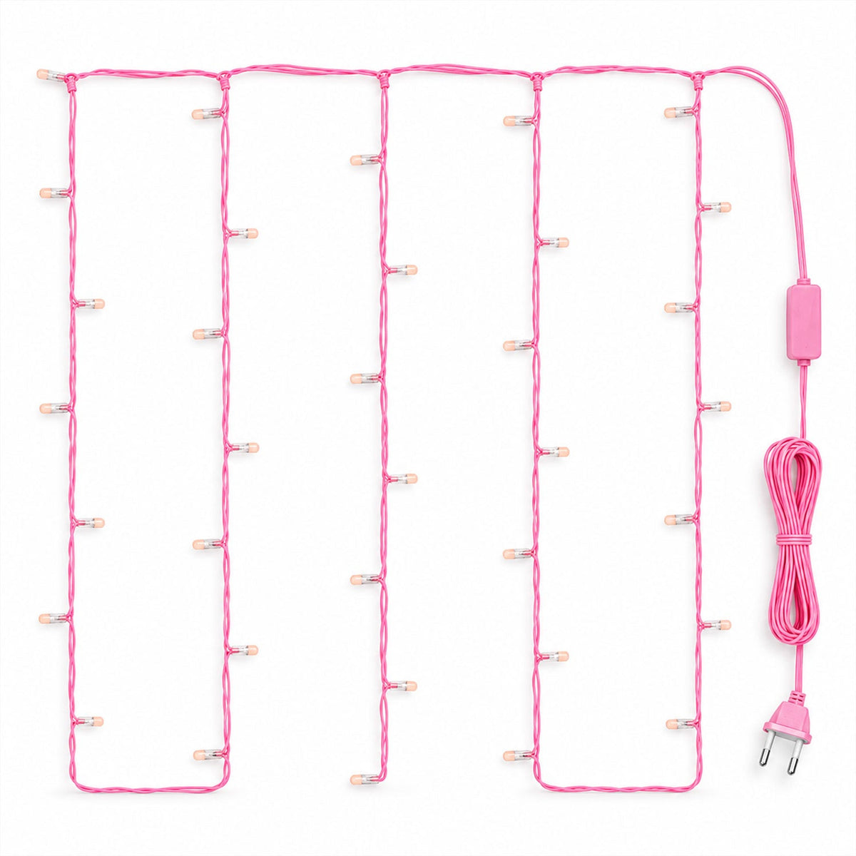 Pink Wire LED Curtain String Light Series for Festive Party Decor (10 Mtr)