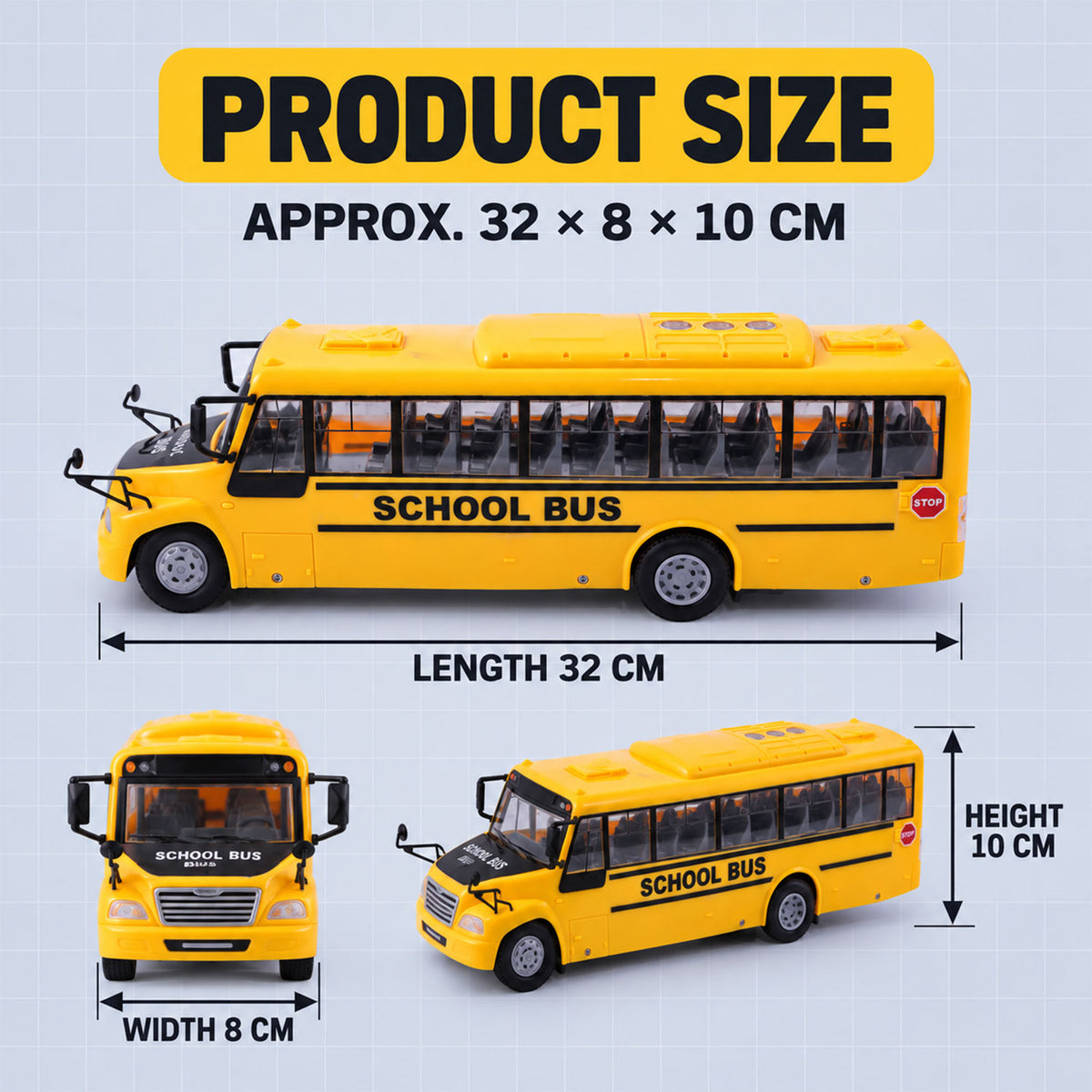 Remote control school bus toy - dimensions