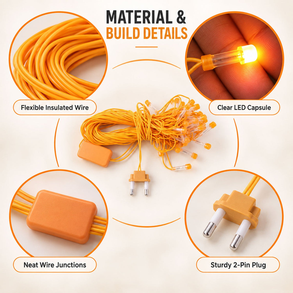 Orange LED Curtain String Light Series for Festival Party Decor (10 Mtr)