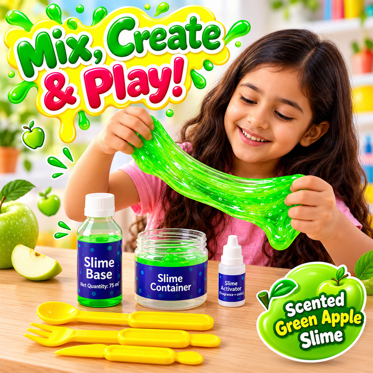 Green apple DIY slime activity kit view 01