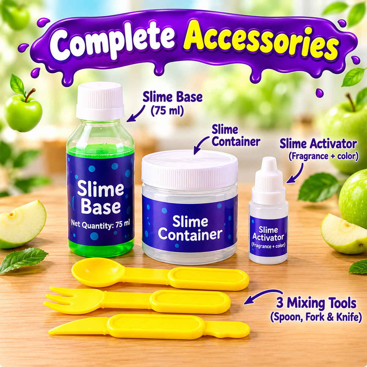 Green apple DIY slime activity kit view 02