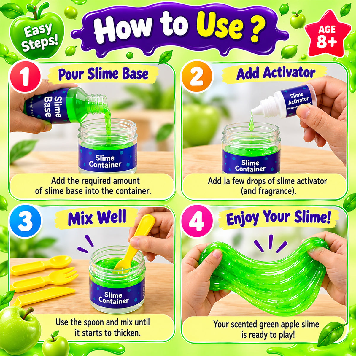 Green apple DIY slime activity kit view 03