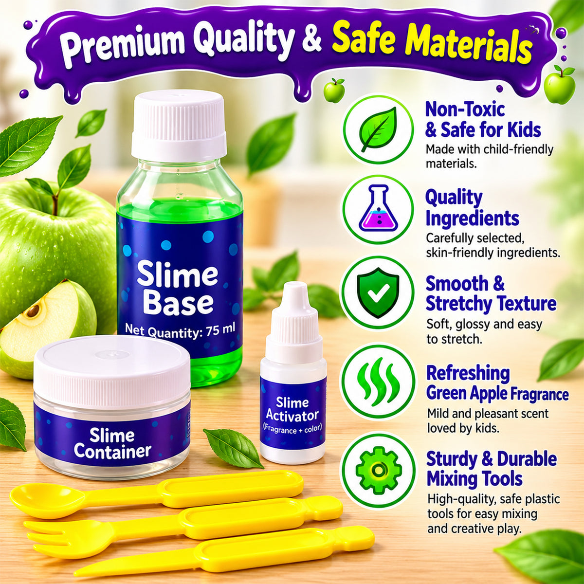 Green apple DIY slime activity kit view 06