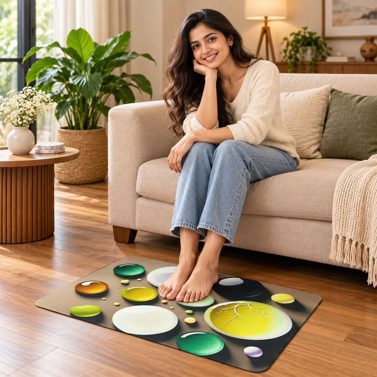 Bubble print decorative floor mat view 02