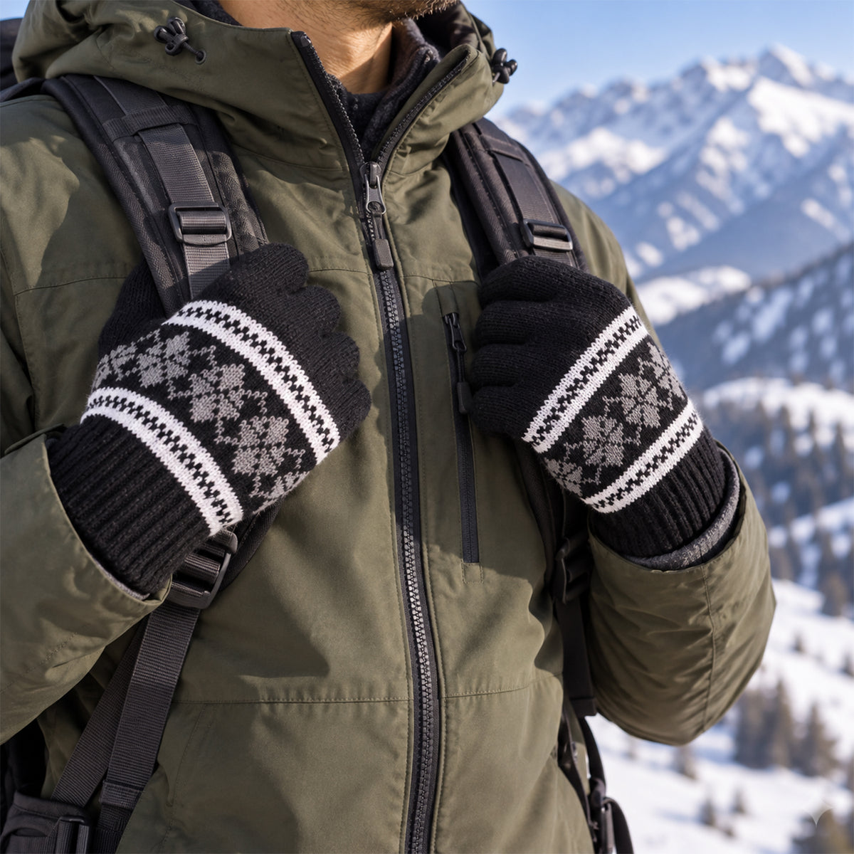 Winter knitted full finger gloves 01