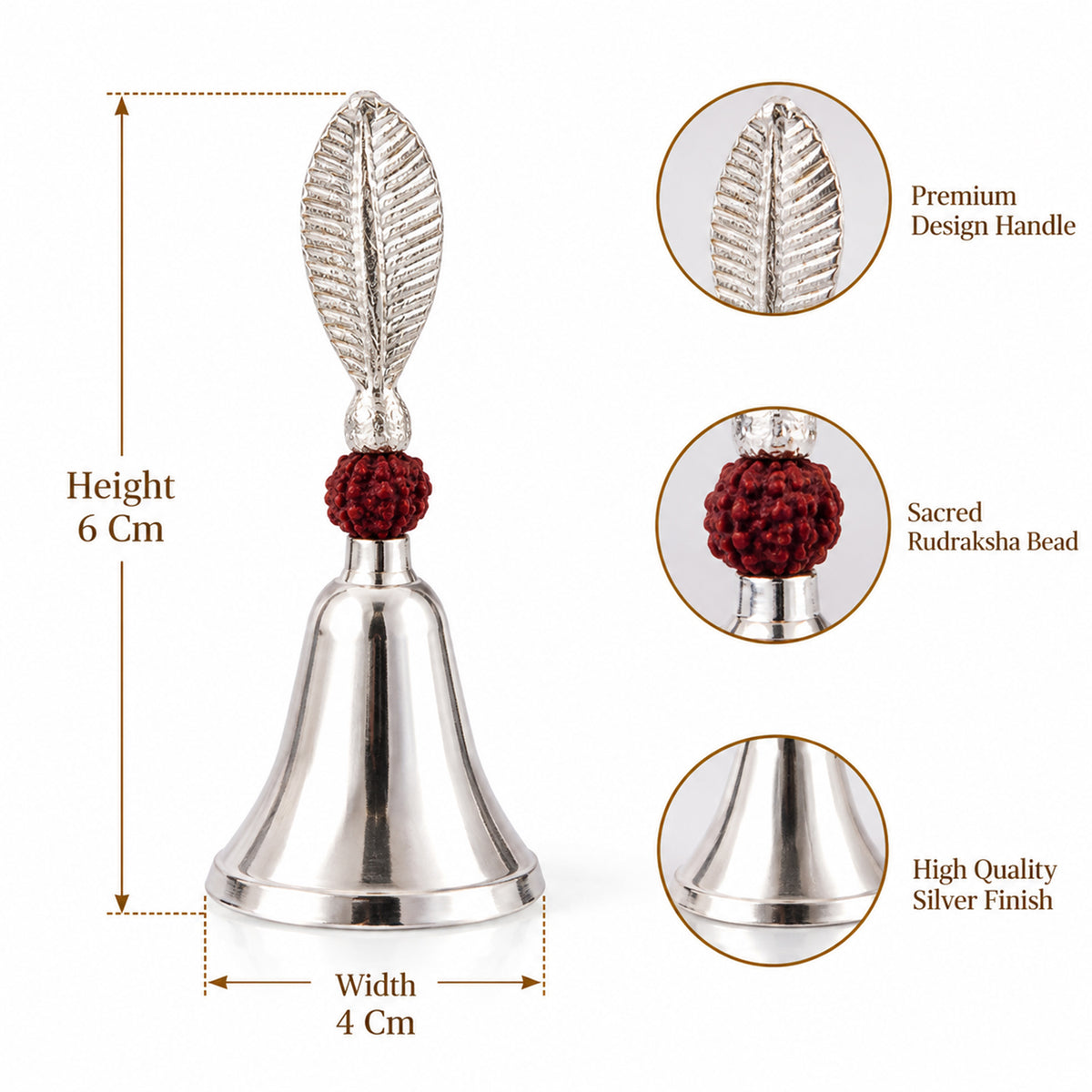 Silver finish pooja bell and diya set bell approximate dimensions