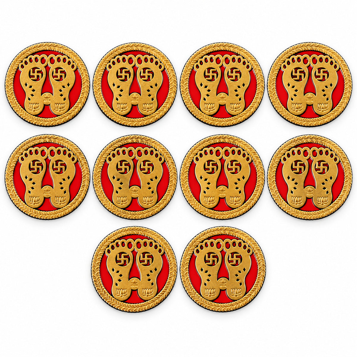 Round Lakshmi Charan golden decorative stickers 5