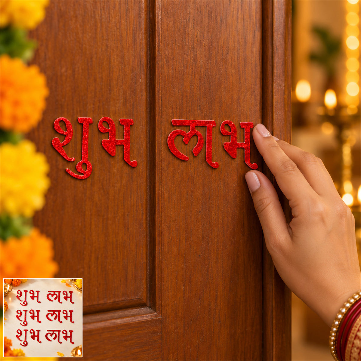 Red glitter Shubh Labh decorative stickers 10.jpg