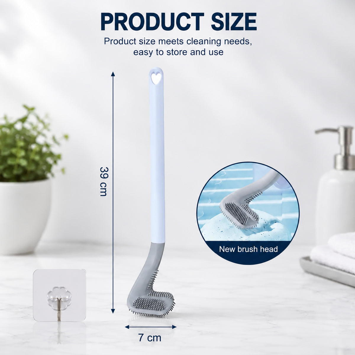 Golf shaped silicone toilet cleaning brush with wall hook 6