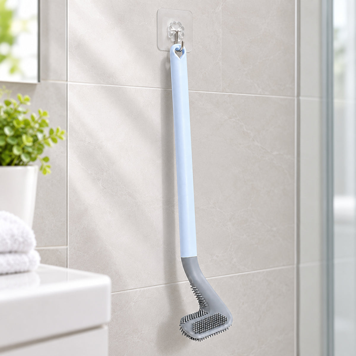 Golf shaped silicone toilet cleaning brush with wall hook 8