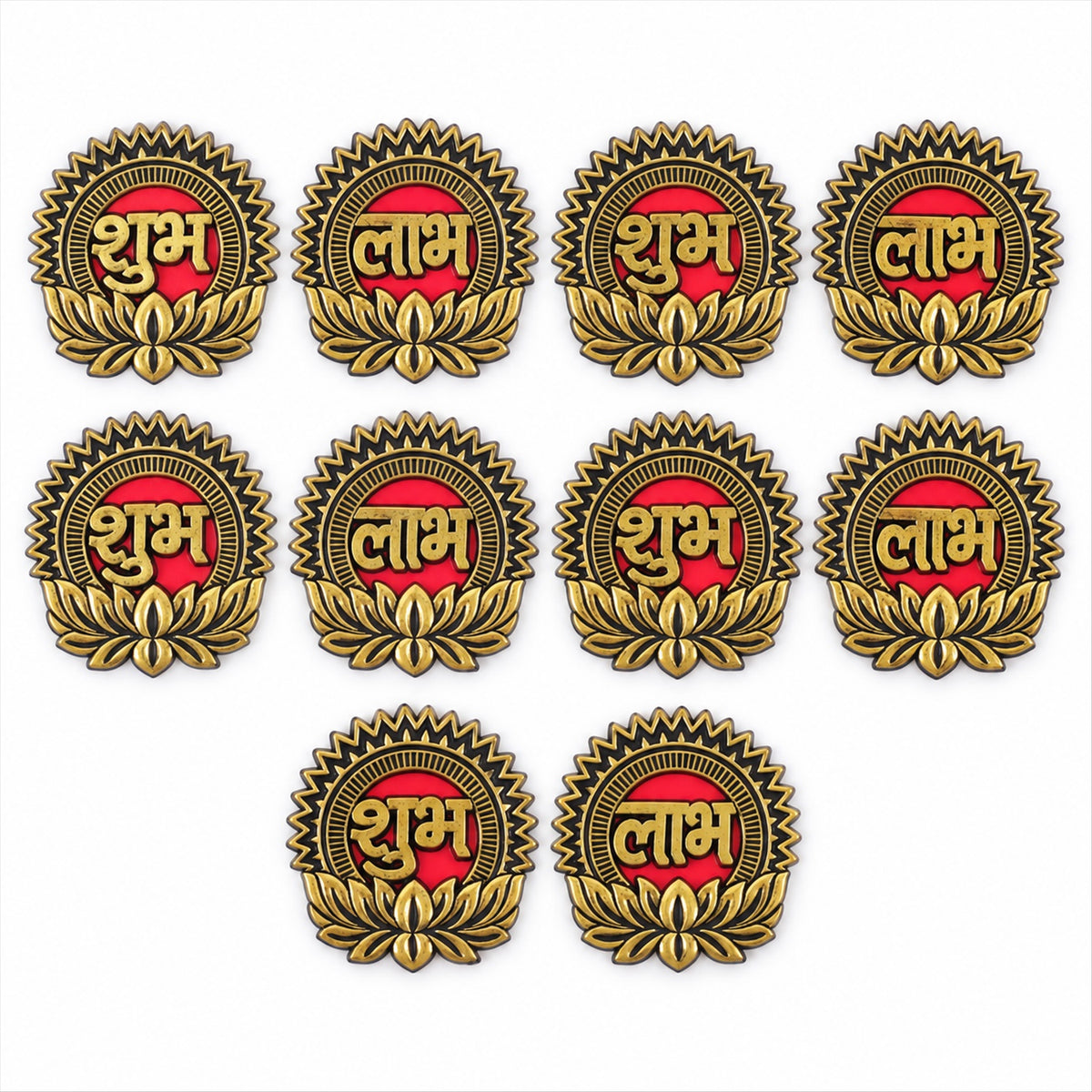 Golden Lotus Shubh Labh decorative sticker set 5