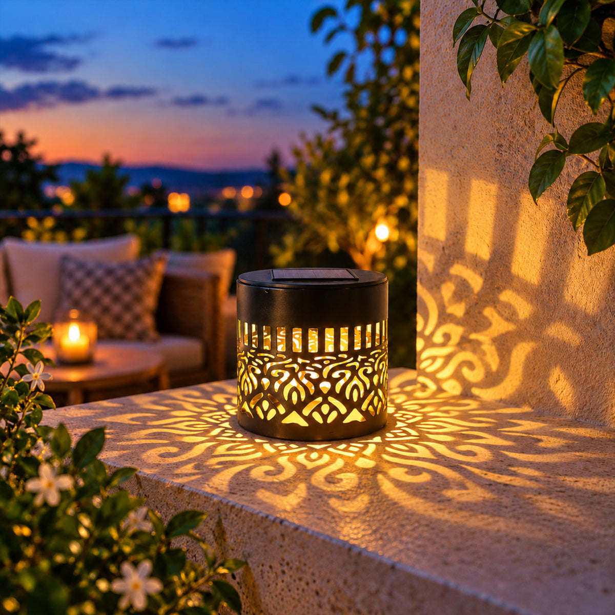 Decorative solar LED lamp with mandala pattern - main photo