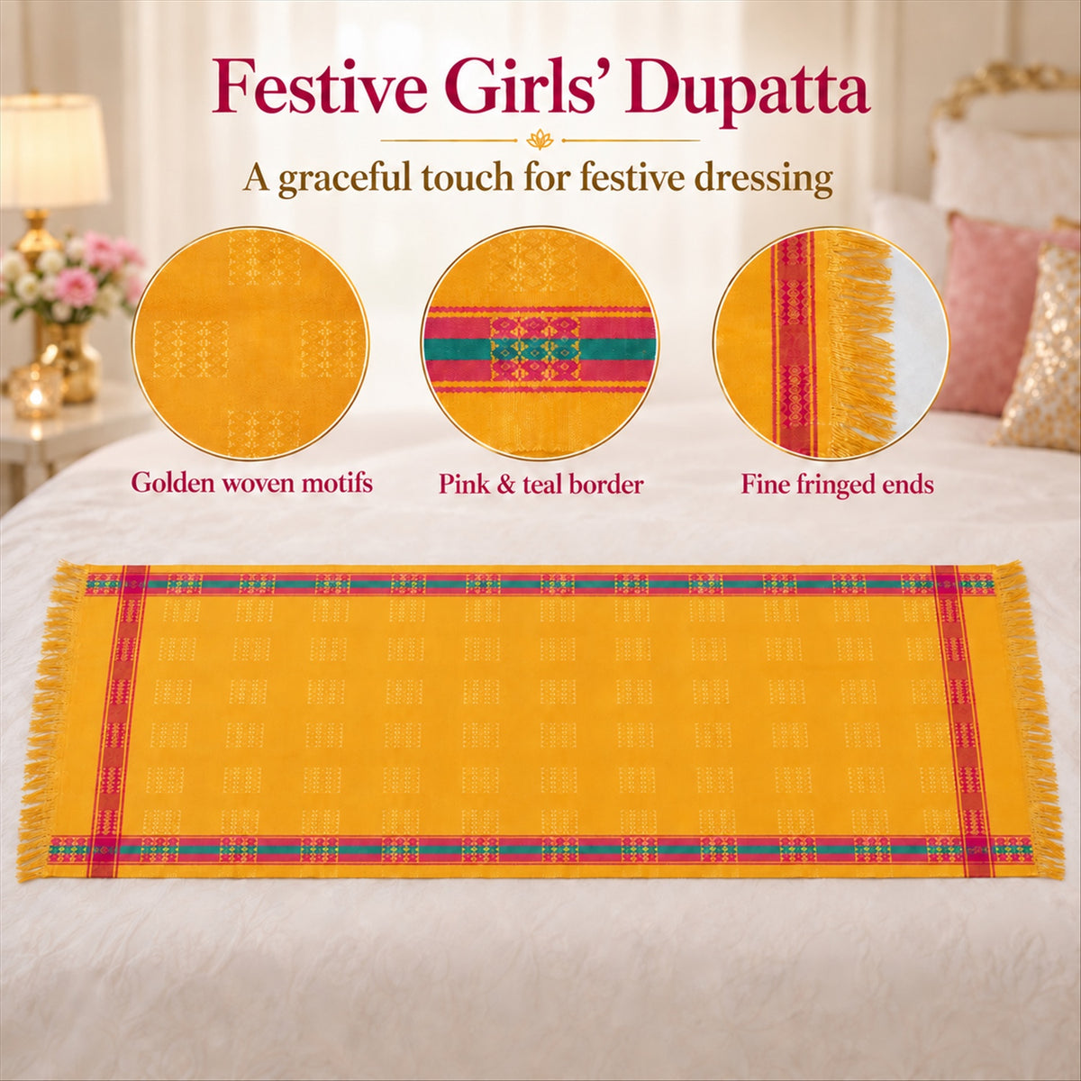 Girls festive shawl dupatta - product view 05