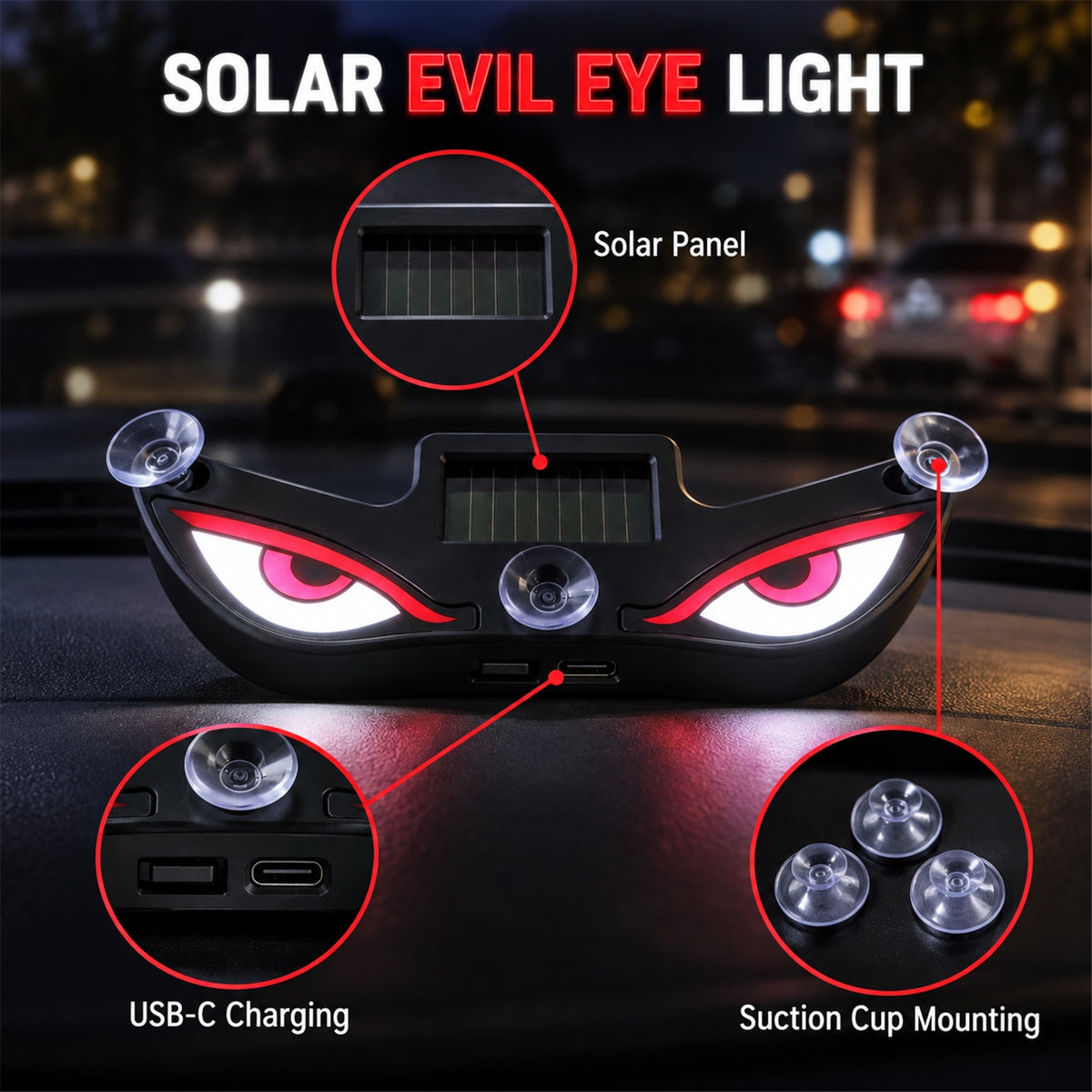 Solar evil eyes decorative warning light - view 05