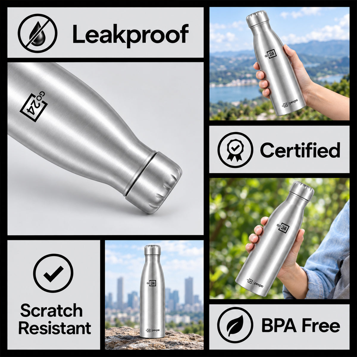 Pexpo travel water bottle