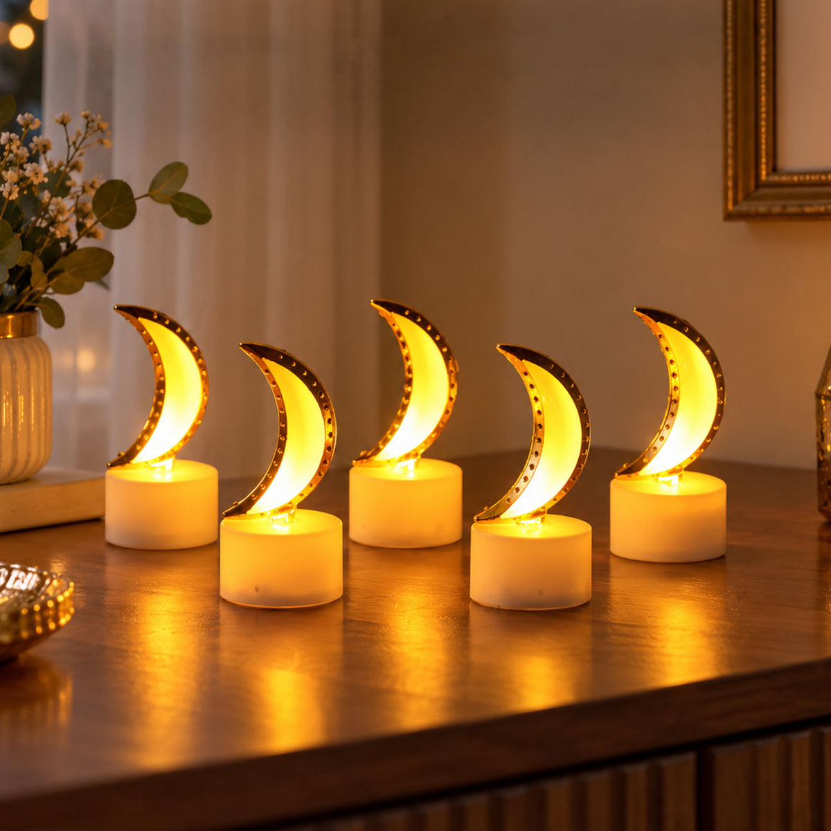 Moon shape LED tealight candles - main product photo