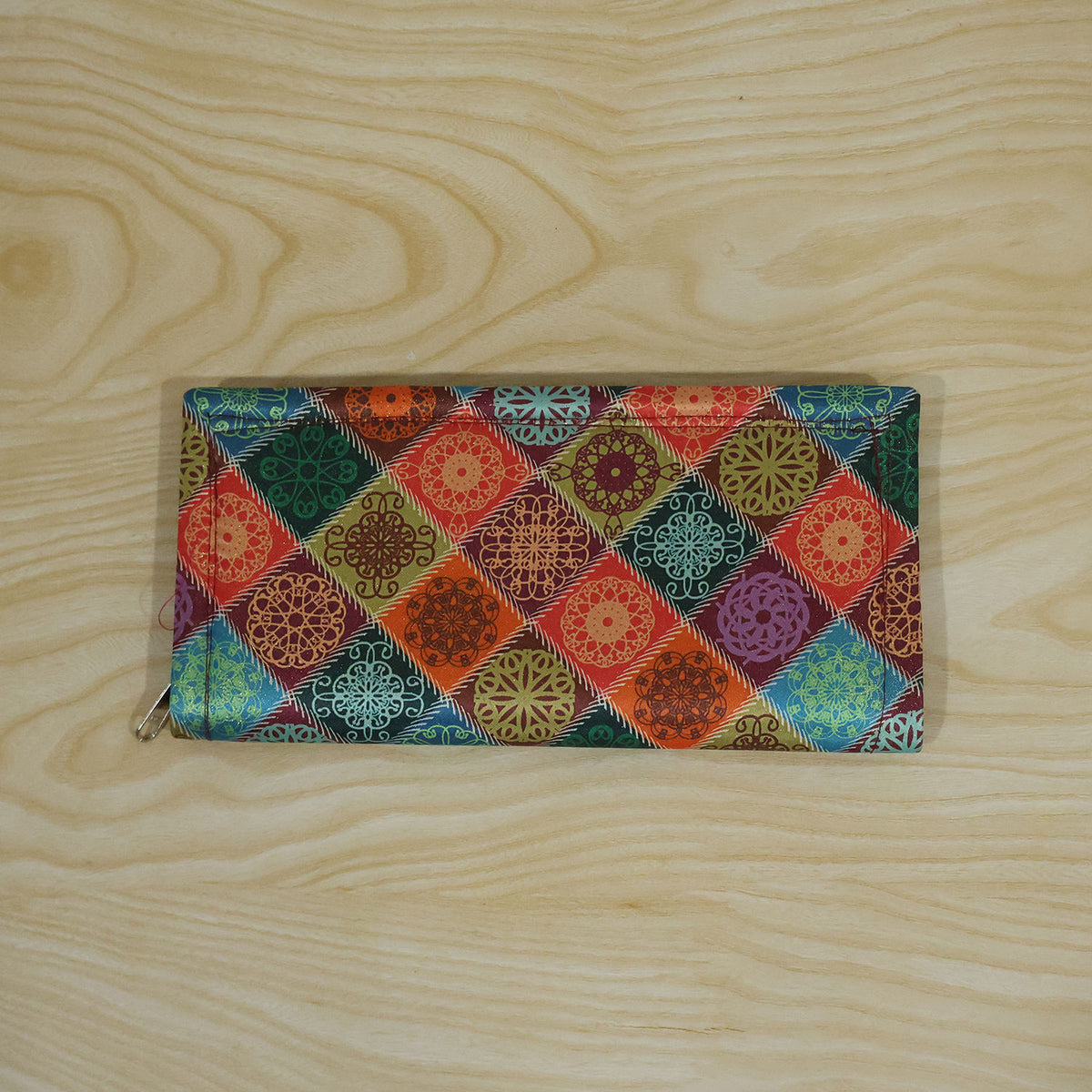 Traditional mandala print zipper wallet - actual product